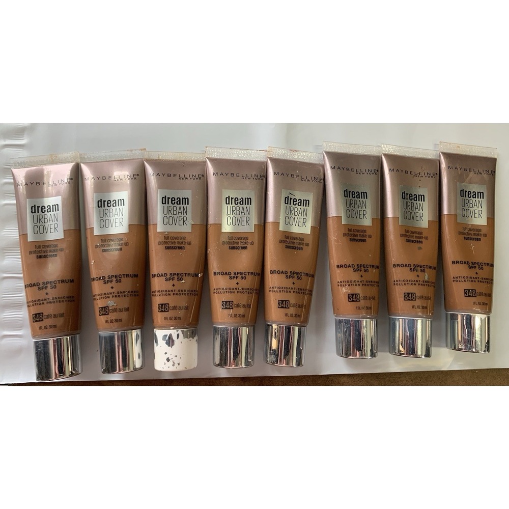 Maybelline Urban Cover Foundation Lot Of 8 # 348 Cafe Au Lait ‎ EXPIRED